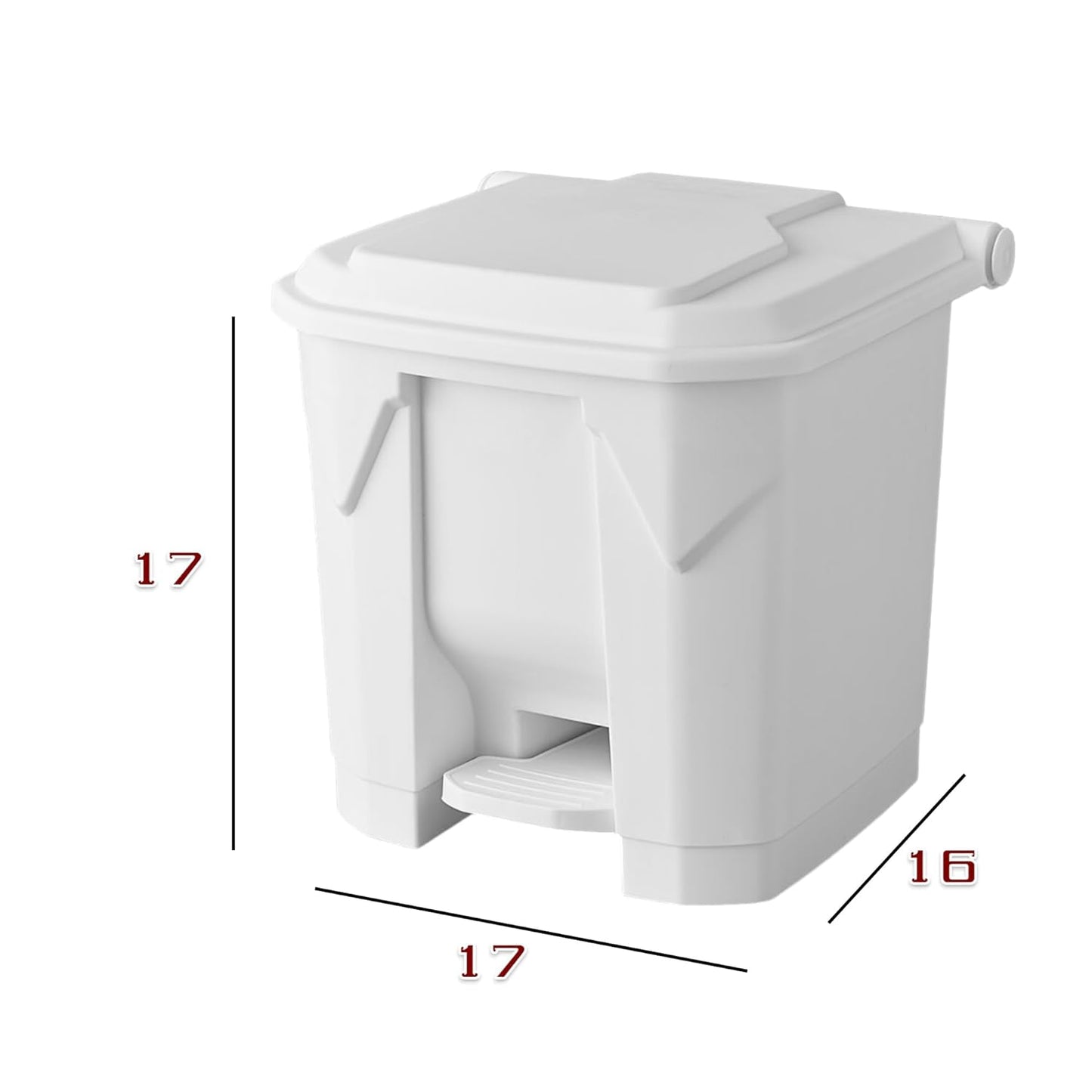 PRO&Family Step-On Trash Can with Lid, Plastic Waste Bin, Foot Pedal Operation (White, 8 Gallon)