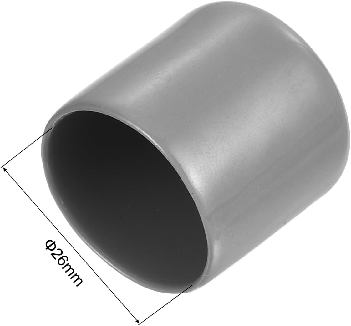 uxcell 20pcs Rubber End Caps Protective Caps 26mm ID Vinyl PVC Round Tube Bolt Cap Cover Screw Thread Protectors, Light Grey