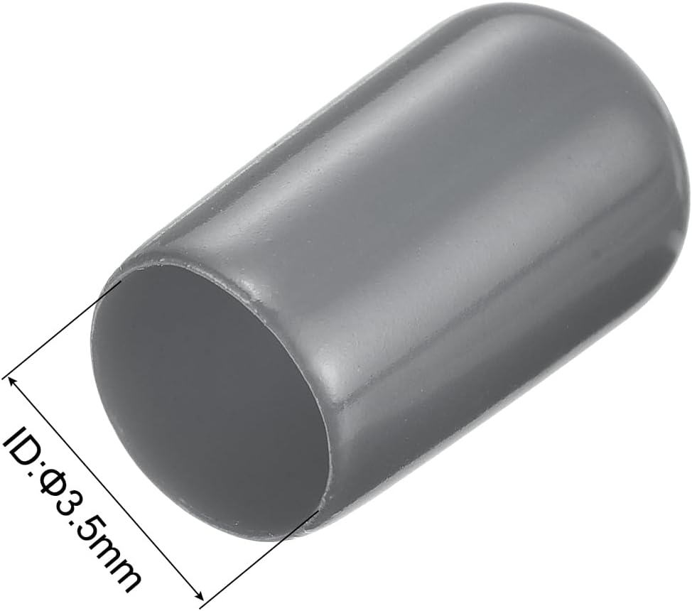uxcell 20pcs Rubber End Caps 3.5mm ID Vinyl Round Tube Bolt Cap Cover Thread Protectors Dark Grey