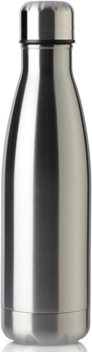 MEWAY 17oz Sport Water Bottle Vacuum Insulated Stainless Steel Leak-Proof Double Wall Cola Shape Water Bottle,Keep Drinks Hot & Cold(Silver,1 Pack)