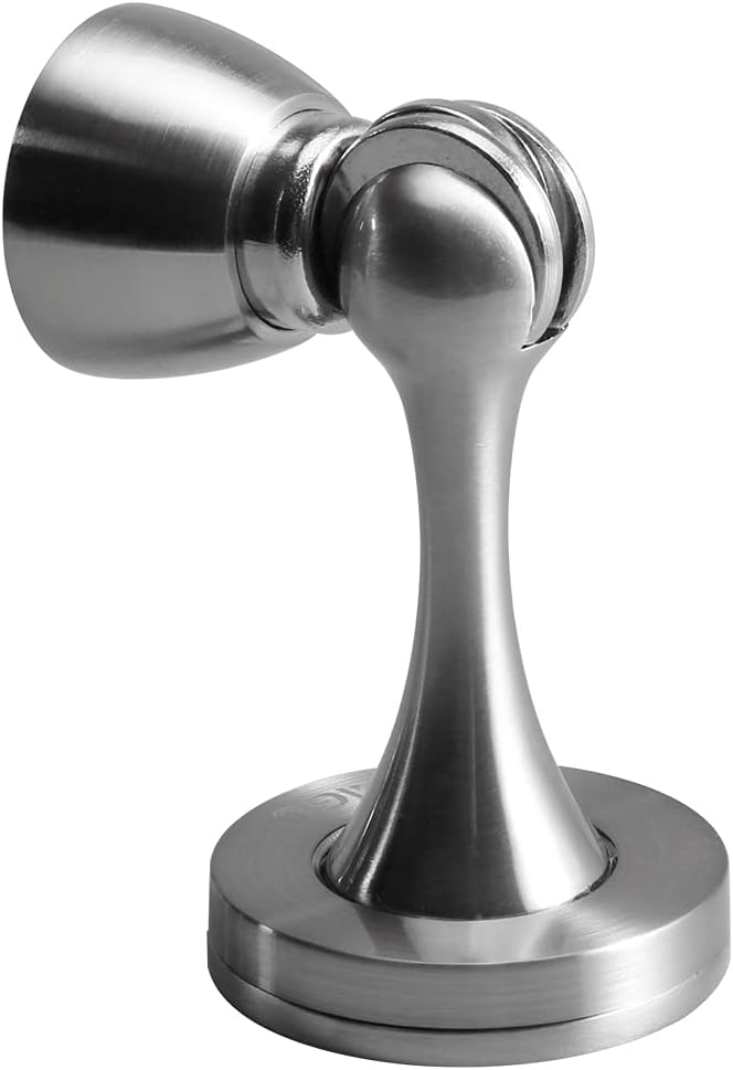 YAGU Silver Door Stopper 4 Pack Magnetic Door Stops Zinc Alloy Brushed Nickel Door Catch Door Holder Wall Floor Mounted Metal Soft-Catch