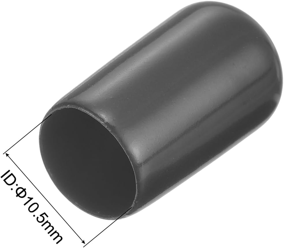 uxcell 20pcs Rubber End Caps 10.5mm ID Vinyl Round Tube Bolt Cap Cover Thread Protectors Dark Grey