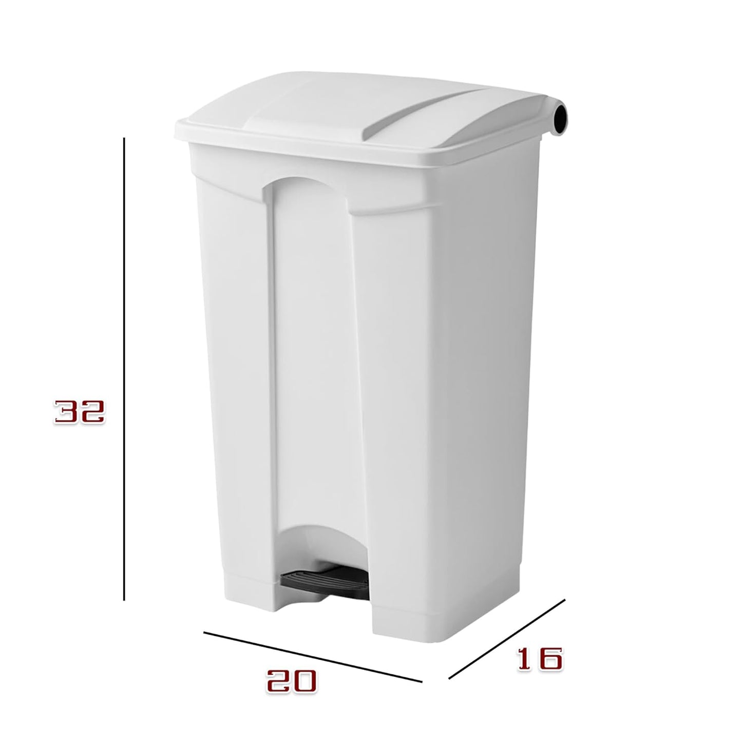 PRO&Family Step-On Trash Can with Lid, Plastic Waste Bin, Foot Pedal Operation (White, 23 Gallon)