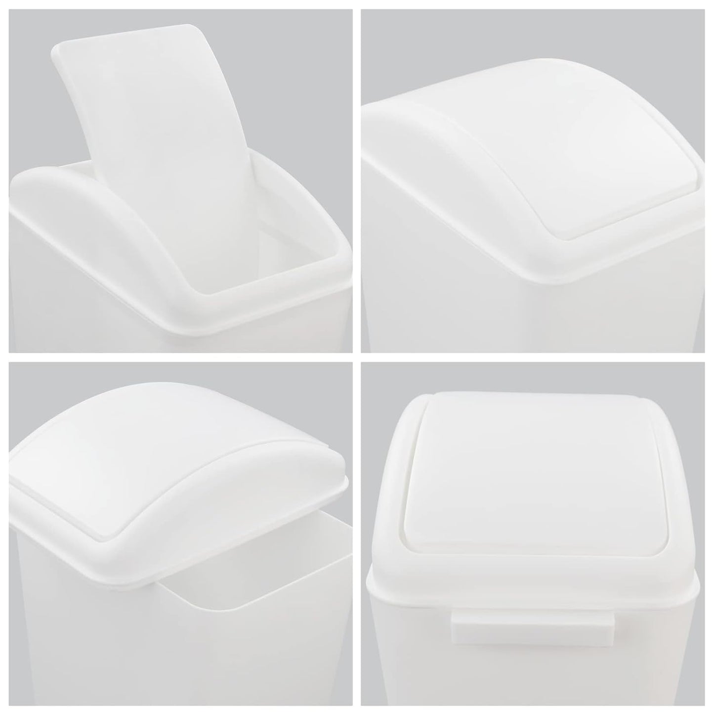 4.2 Gallon Plastic Swing Lid Trash Can, Small Garbage Can with Swing Top Lid, White