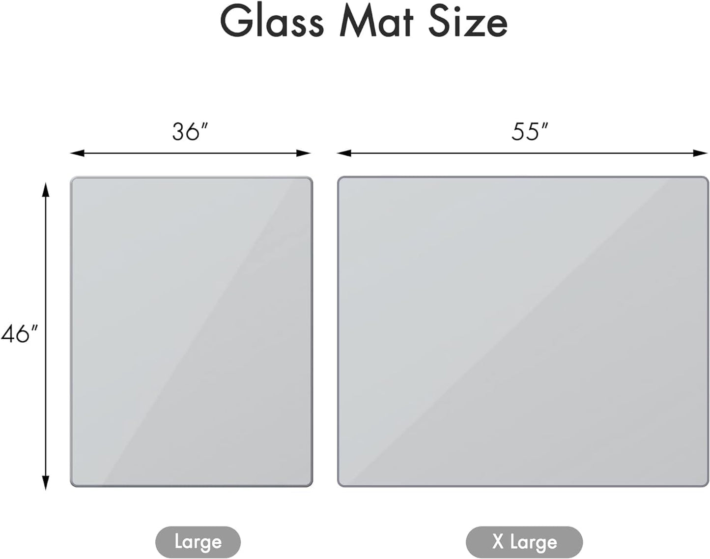 GLSLAND 36" x 46" Tempered Glass Chair Mat Heavy-Duty Floor Protector for Carpet & Hard Floors Scratch-Resistant Clear Office Mat 1/6" Clear