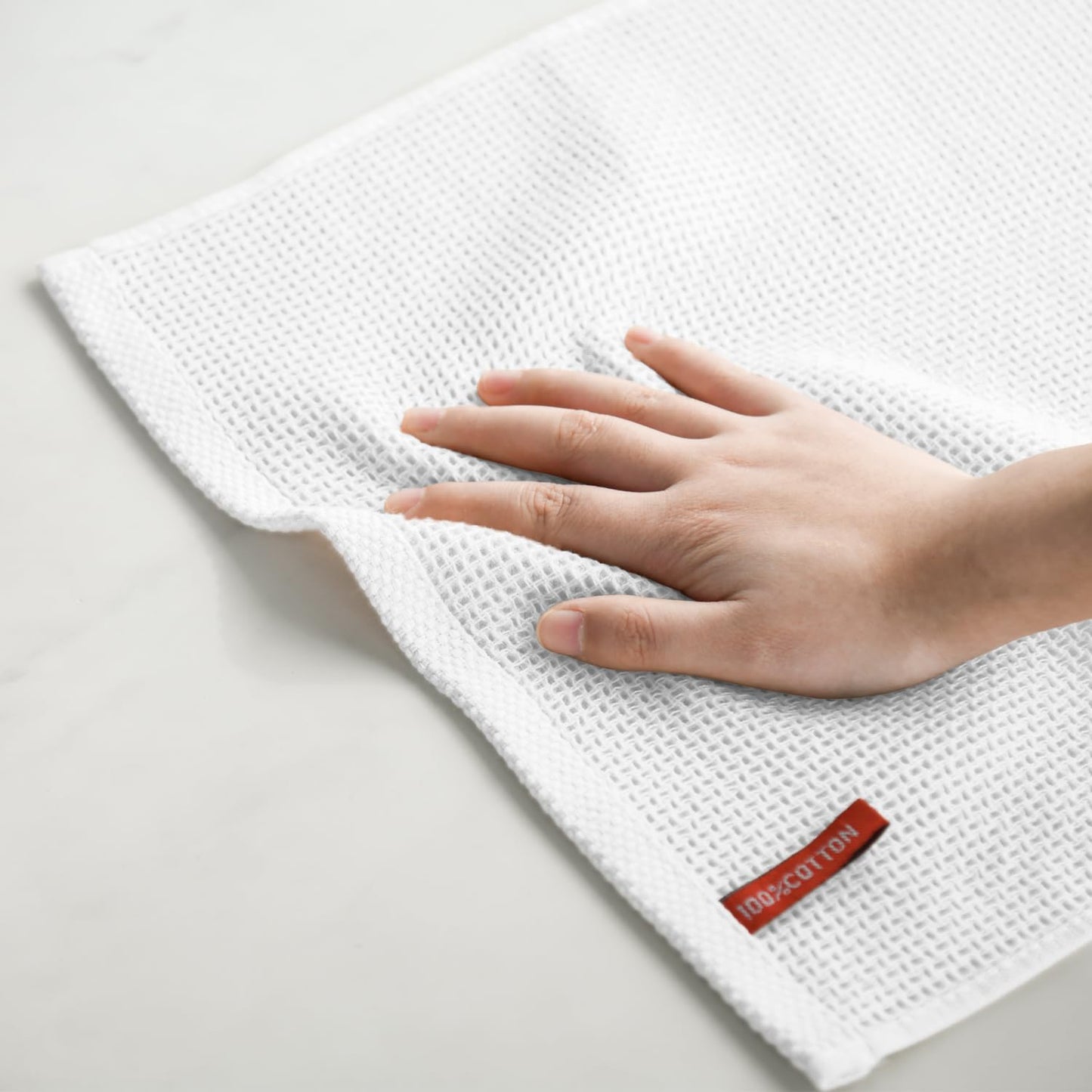 Artoid Mode 100% Cotton White Waffle Weave Kitchen Dish Cloths, 12x12 Inch Ultra Soft Absorbent Quick Drying Kitchen Dish Towels Set of 6