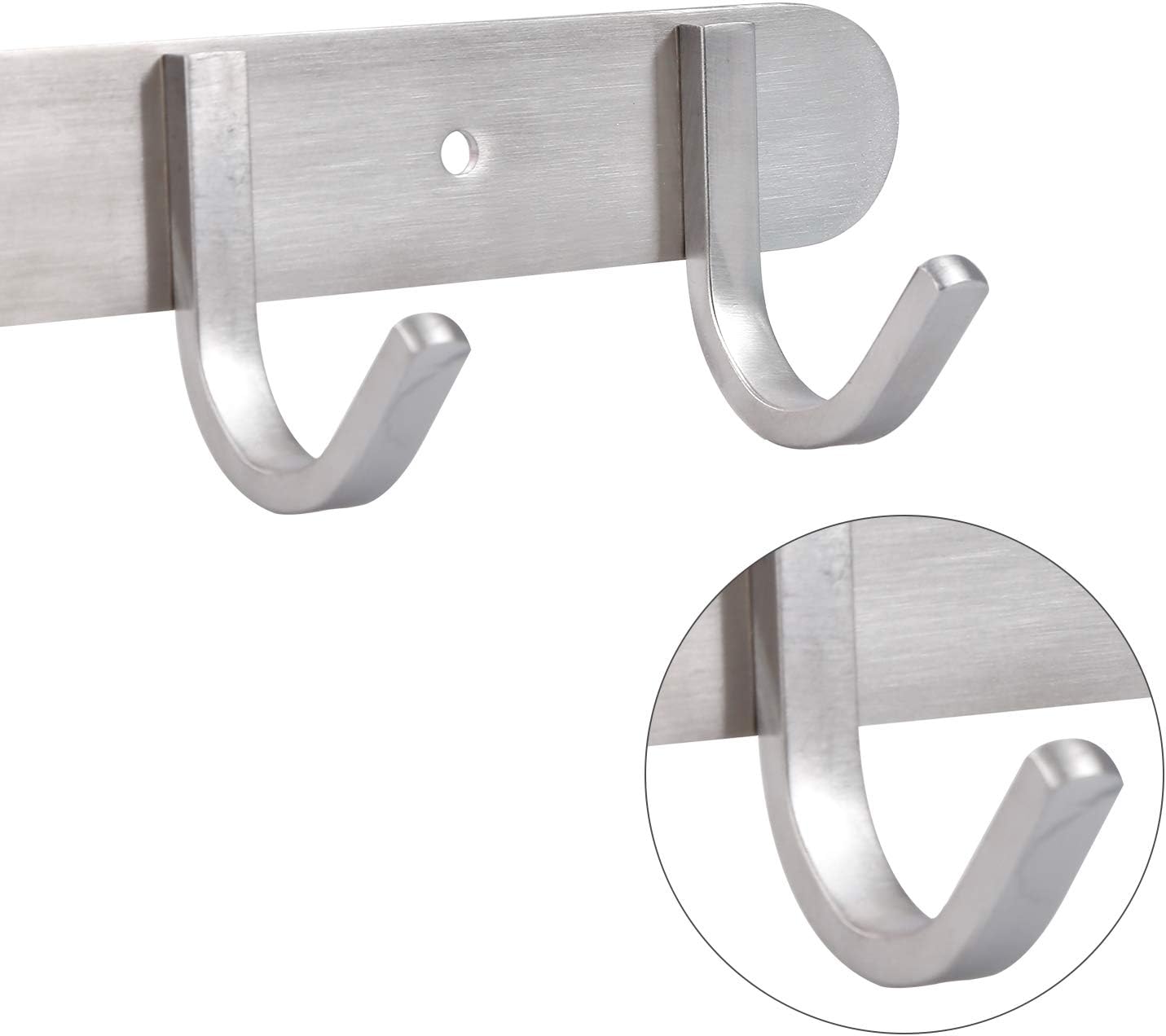 Coat Hook Rack Brushed Nickel 10.6-Inch Coat&Towel Hook Rail Wall Mounted with 4 Hooks, Durable Wall Hangers for Bedroom, Bathroom, Foyer, Hallway (SUS304 Stainless Steel)