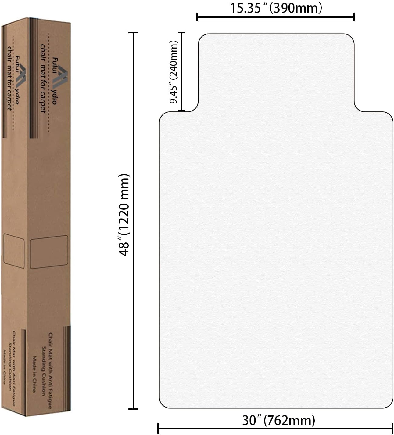 FuturHydro Chair Mat for Hardwood Floor, 30" x 48" Clear Anti-Slip Computer Desk Chair Floor Mat, Easy Glide, Transparent Mats for Office, Home and Gaming Floors (with Lip)