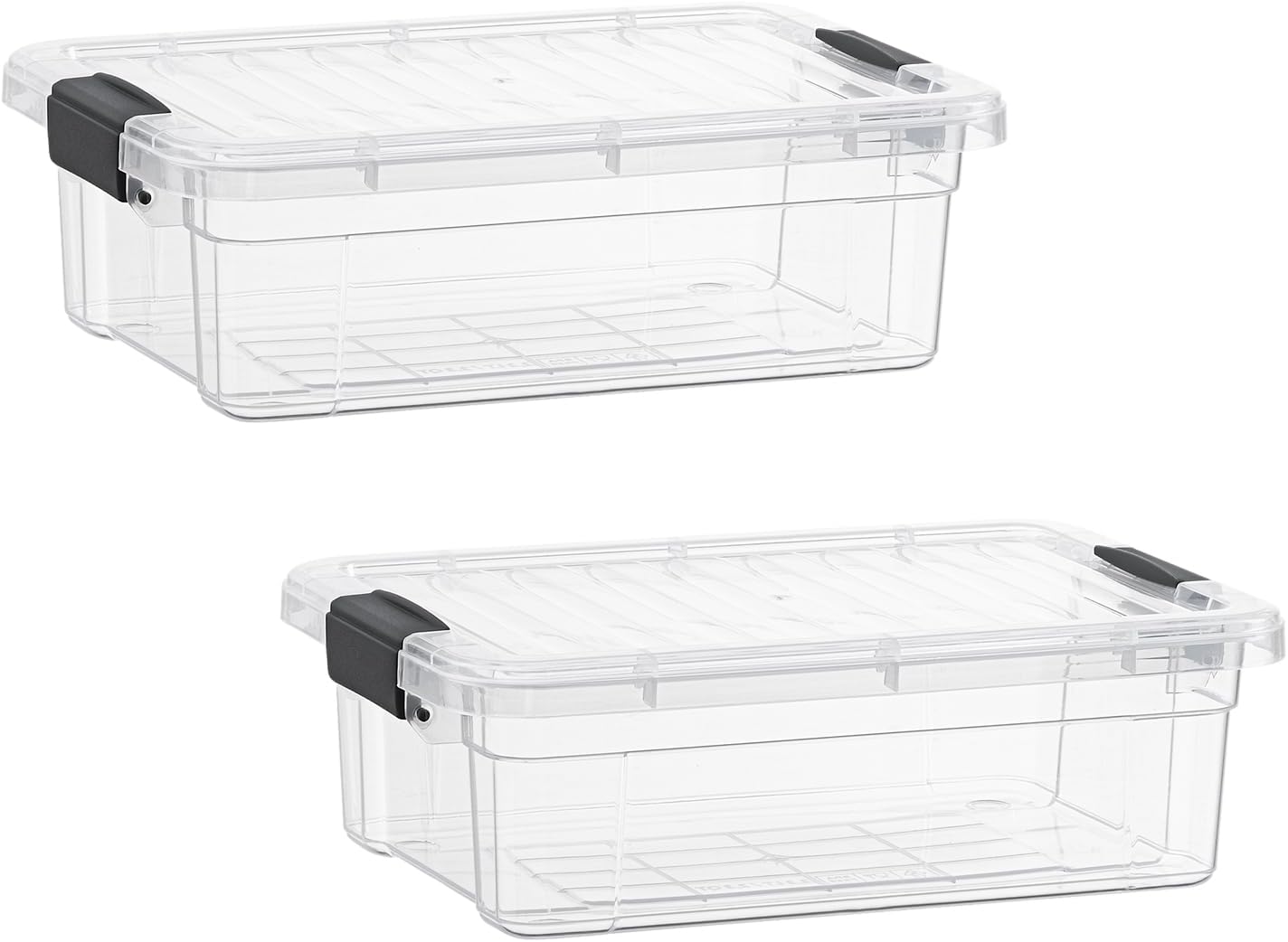 Superio Clear Storage Boxes with Lids, 4.5 Quart Plastic Container Bins for Organizing, Stackable Crates, BPA Free, Non Toxic, Odor Free, Organizers for Home, Office, School, and Dorm, 2 Pack