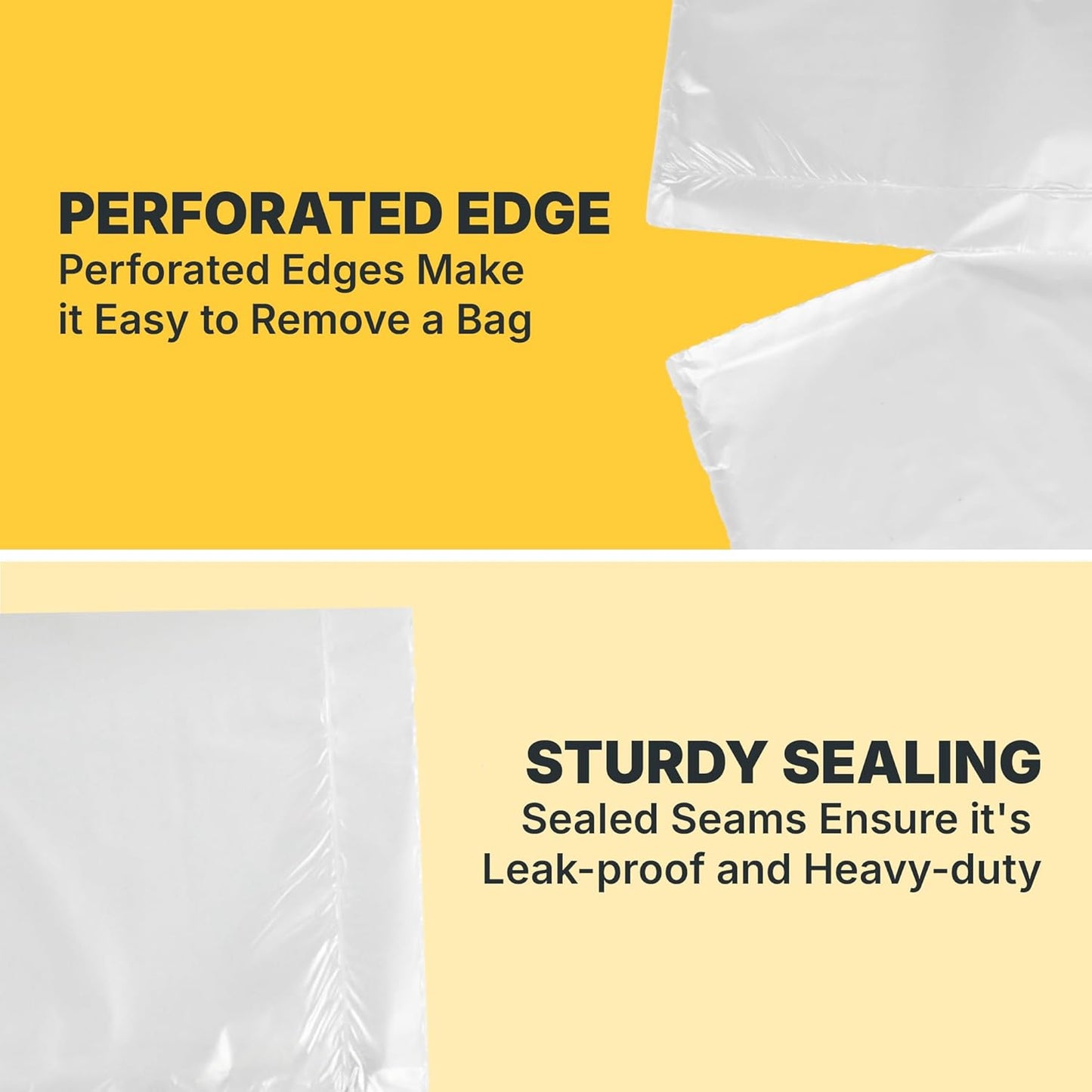 33 Gallon Trash Bags, 16 Micron High Density Pure HDPE Garbage Can Liners Bulk, 33" x 40", Natural Clear, 250 Count