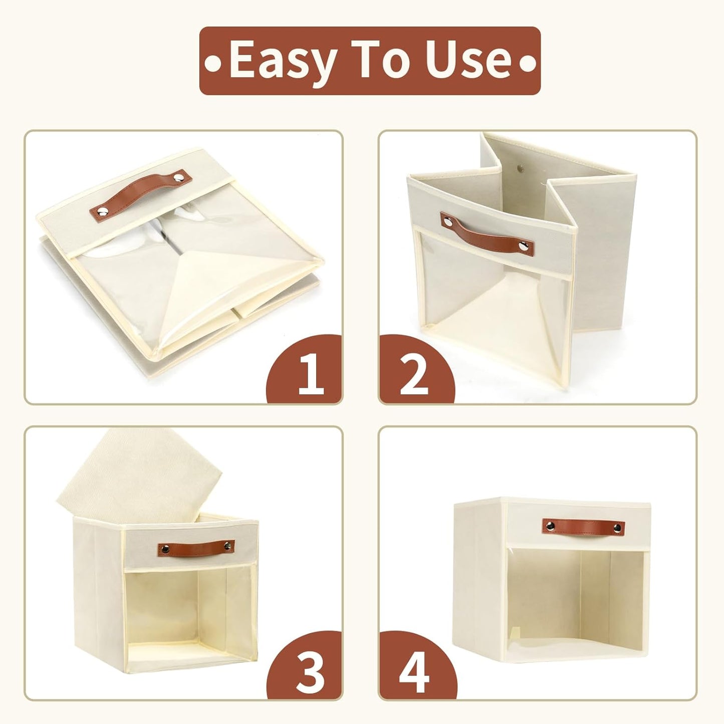 HNZIGE 11 x 11 Storage Cubes Bins for Storage Organizer,Shelf Fabric Storage Bin for Cube Organizer, Canvas Cloth Bin,Cubby Decorative Cube Organizer Bin for Cube Storage Blanket Home(Cream 6 PCS)