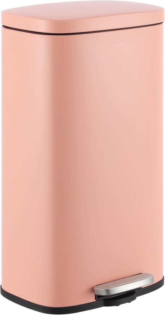 happimess HPM1011F Curtis 8-Gallon Step-Open Trash Can, Fingerprint Resistant, Modern, Minimalistic for Home, Kitchen, Laundry Room, Office, Bedroom, Bathroom, Flamingo Pink