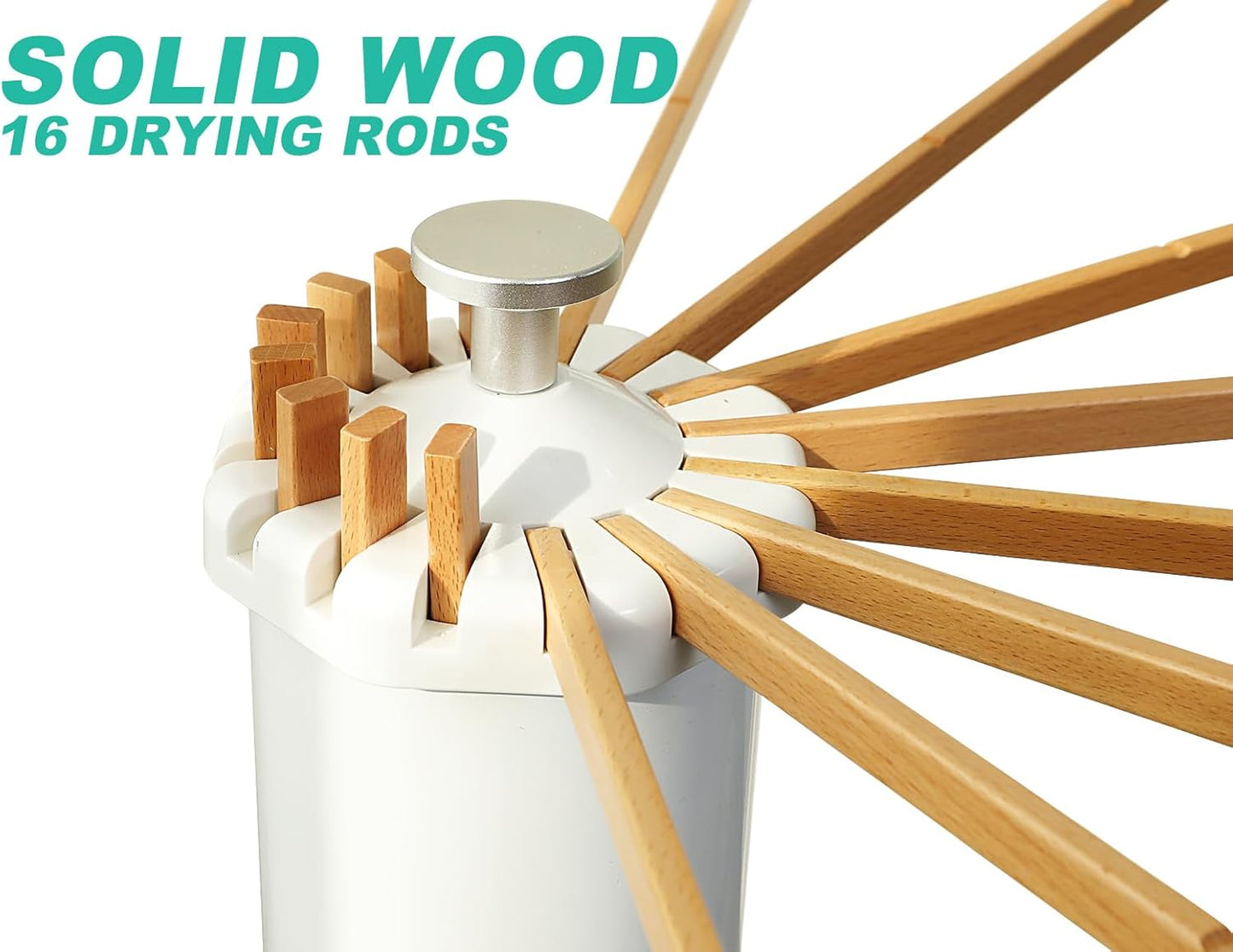 Cylinder Tripod Clothes Drying Rack - 16 Expandable Rods | Standing Octopus Drying Rack Clothing | Space Saving Master | Collapsible Compact for Laundry Room Household & Indoor | Solid Wood