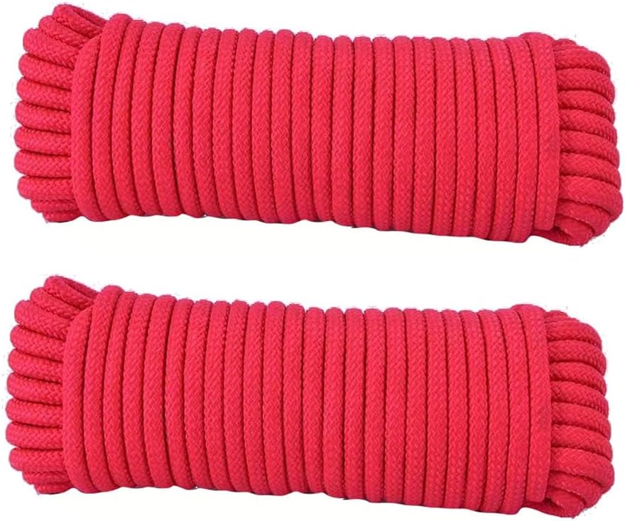 Outdoor Camping Clothesline Strong Indoor Clothes Drying Line Household Essentials DIY Decor Hiking Cord Ropes Red 10M Pack 2