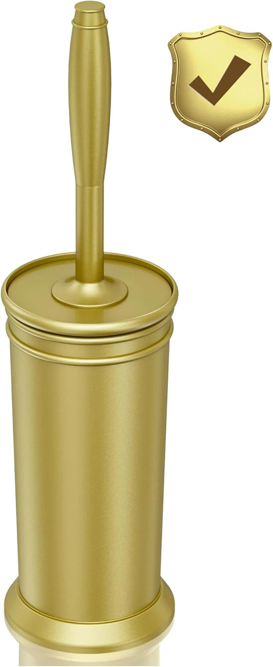 UPTRONIC Toilet Brush, Aluminum Alloy Toilet Brush and Holder Set with Extra Long Handle Durable Bristles Toilet Bowl Brush and Covered Holder for Toilet Scrubber for Bathroom Cleaning