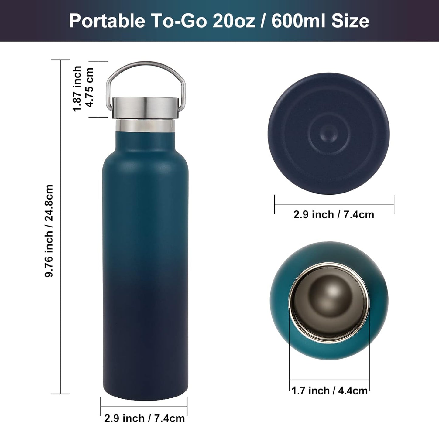 Neihepal 20 oz Insulated Water Bottles Bulk 8 Pack,Stainless Steel Double Wall Sport Bottle with Lid of Handle,Metal Reusable Flask for School,Cyclists,Hikers,Gift (Assorted,Set of 8)