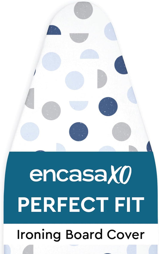 Encasa XO Ironing Board Cover and Pad 54"x15" - Thick 3mm Felt Padding, Drawstring Tightening & Lock, Easy Fit, Scorch & Stain Resistant, Fits Standard Large Ironing Board - Blue Moon