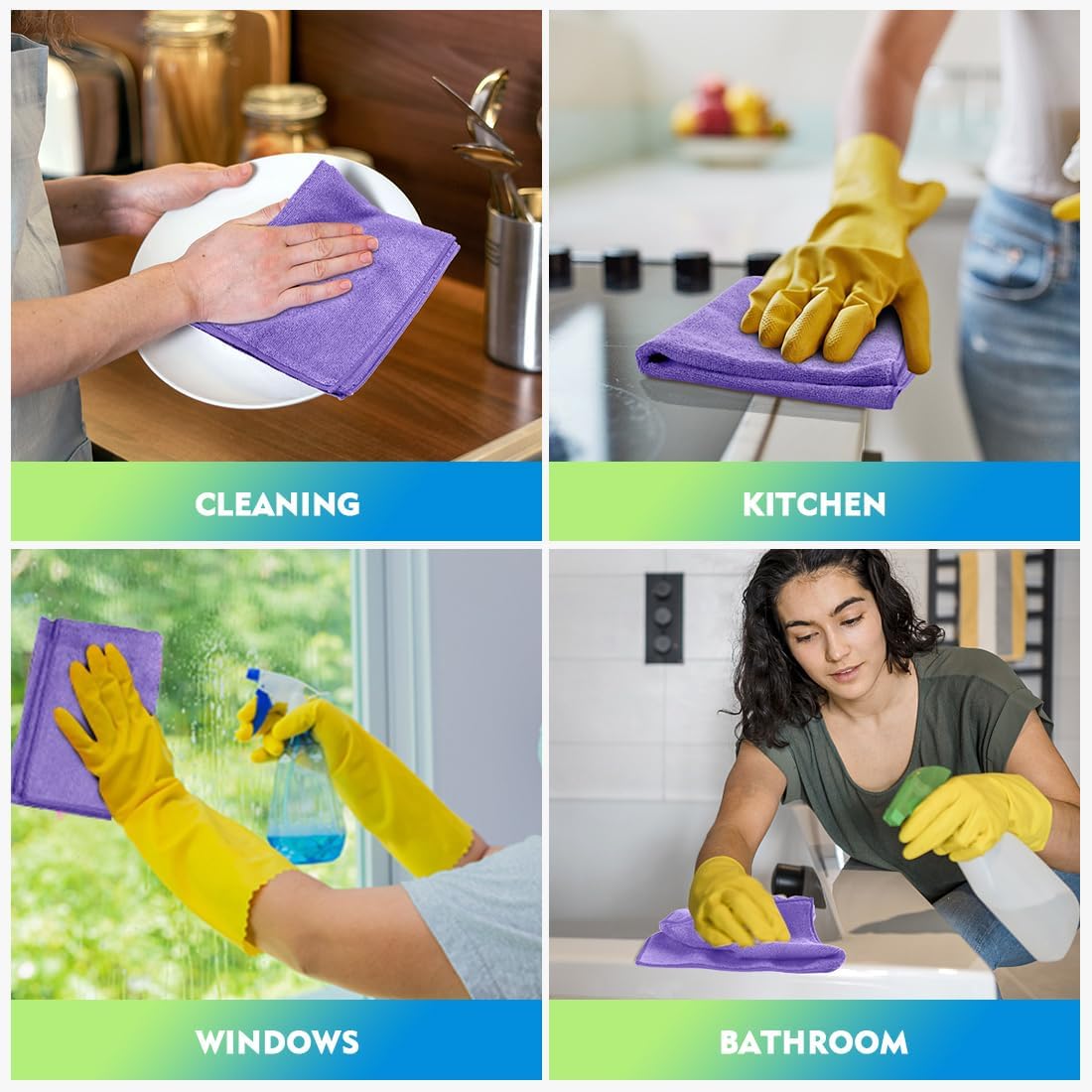 HOMEXCEL Microfiber Cleaning Cloth 12 Pack 12.5 x 12.5 Inch Microfiber Towels for Cars Ultra Absorbent Cleaning Rags Lint Free Cleaning Towels for Household Kitchen, Window Car Purple