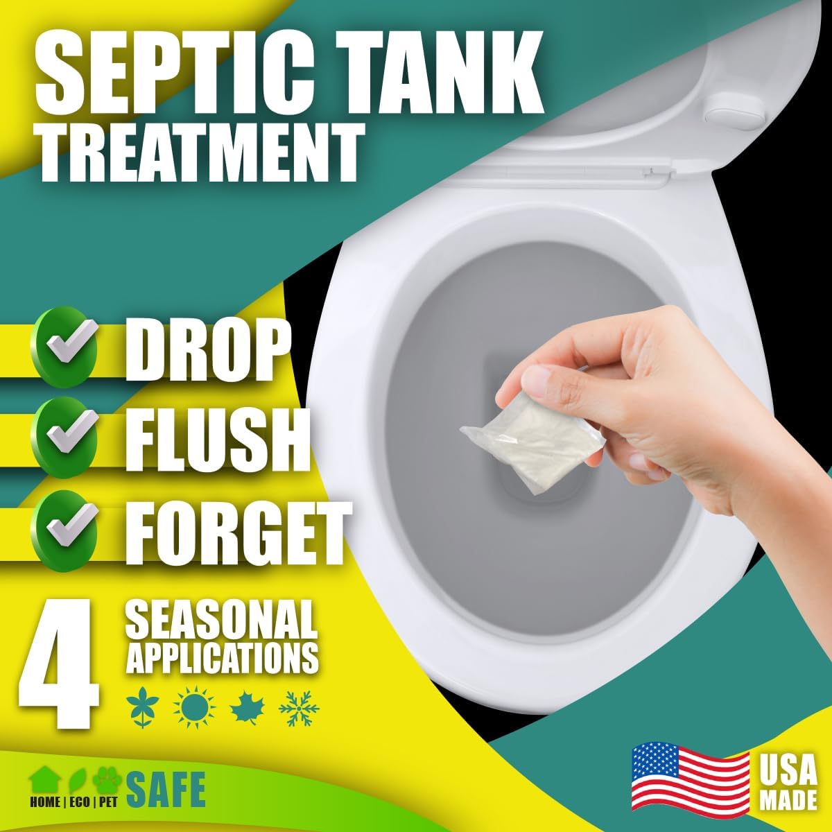 GREEN PIG Septic Tank Treatment - Extra-Large Shareable Quantity, Septic Safe Clog Remover, Prevents Expensive Septic Tank and Drain Field Failures, 60 Pods