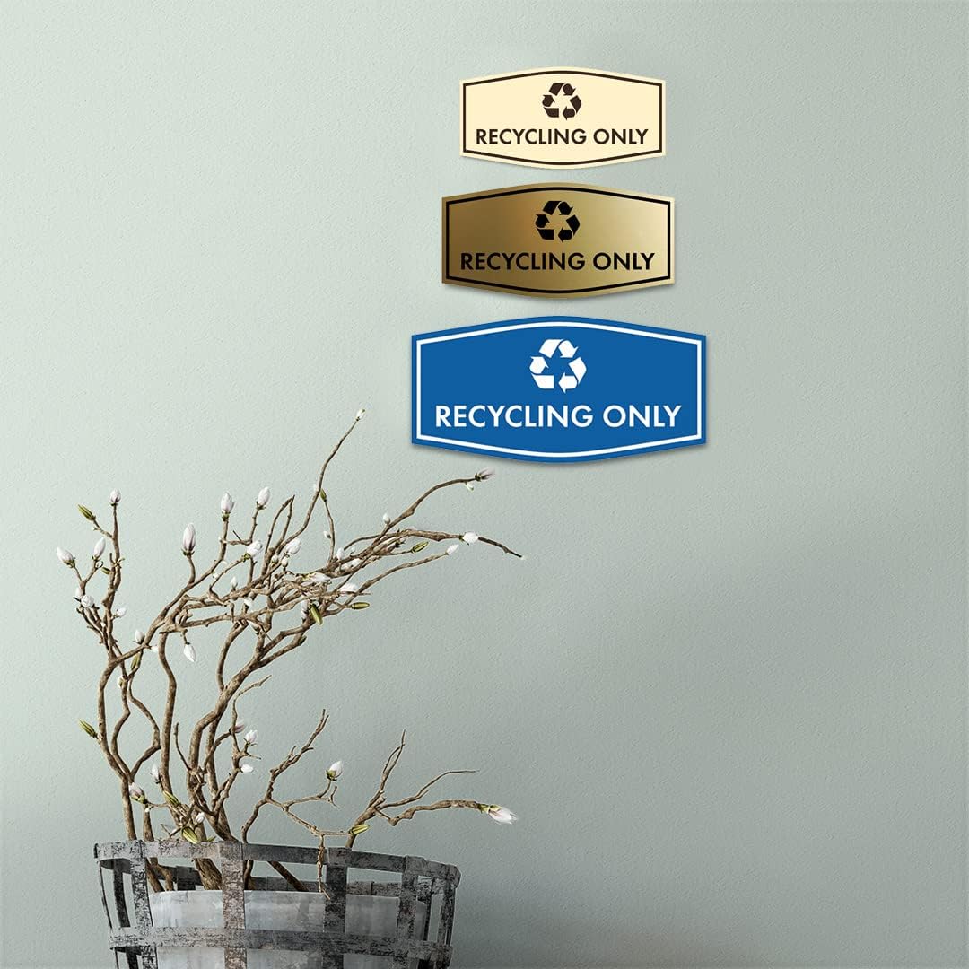 Fancy Recycling Only Sign (Ivory/Dark Brown) - Large