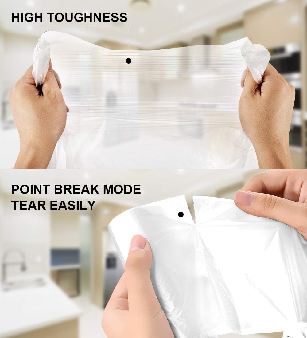 FORID 1.2 Gallon Garbage Bags, 220 Count, Small, Clear –Wastebasket Bin Liners for Bathroom, Bedroom, Office, Garbage Can - Durable & Thick Trash Bag