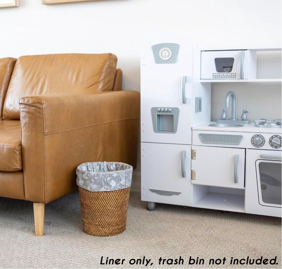 Happy Haven Trash Bags for 2,3,4 Gallon Trash Can, Small Garbage Bags - Bedroom & Bathroom, Decorative Cute Wastebasket Liner - 50 Count (Slate Seascape)