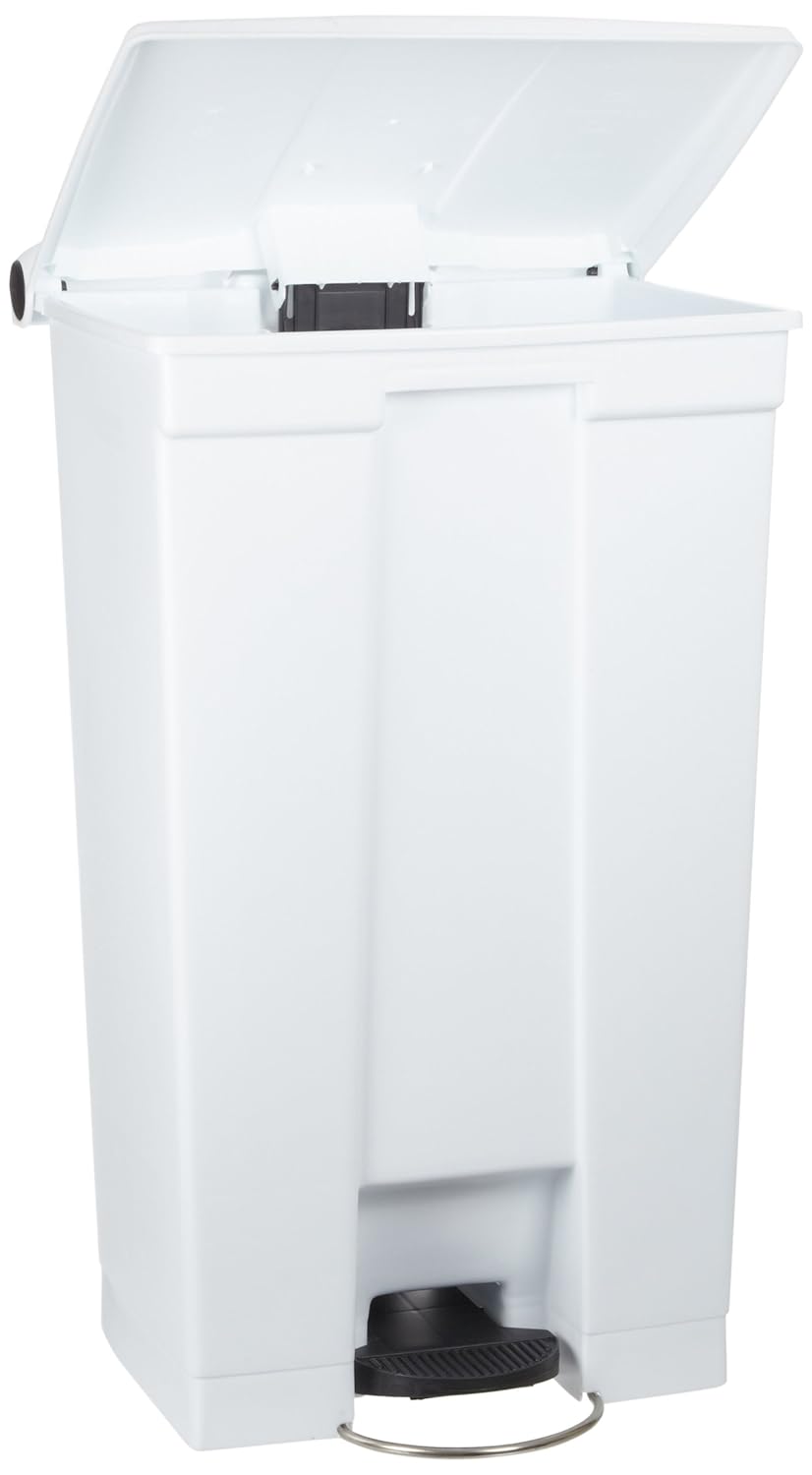 Rubbermaid Commercial Products Step-On Trash Can with Lid, 8-Gallon, White, Hands-Free Sanitary Use Garbage Can for Medical Waste in Hospitals/Lab/Emergency/Patient Rooms