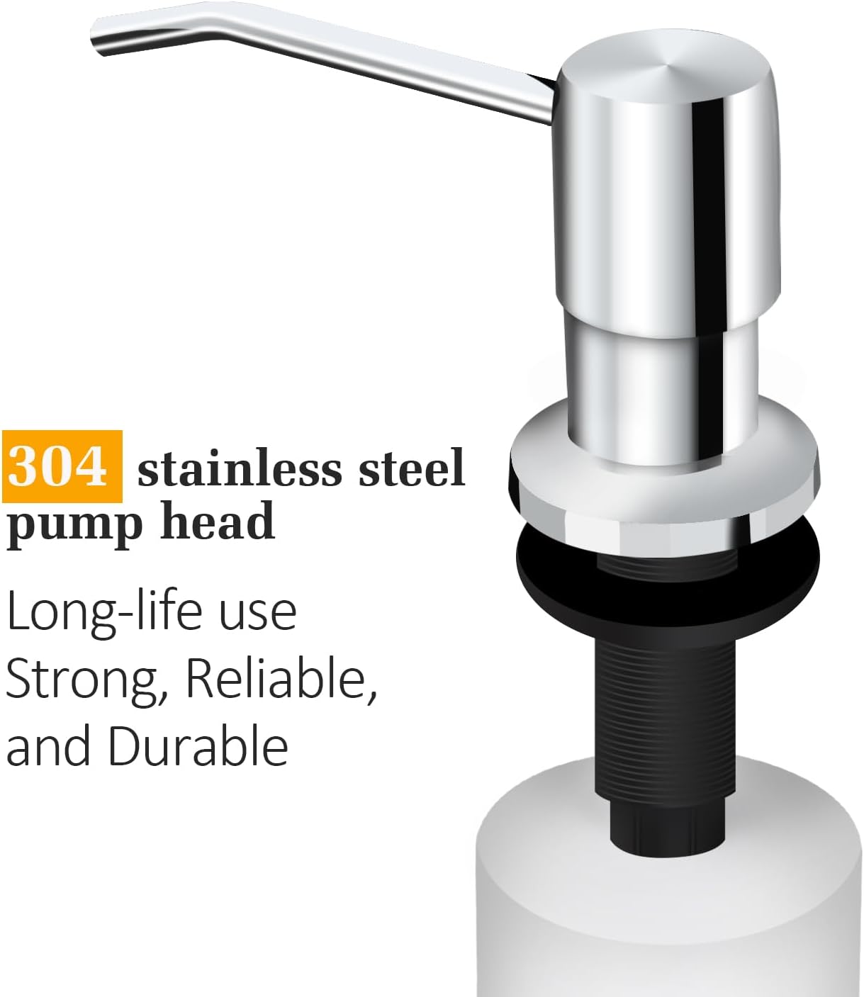 Soap Dispenser for Kitchen Sink, Built in Sink Soap Dispenser Lotion Dispenser with 17 OZ Bottle, Refill from The Top Bar Sink Soap Dispenser, Chrome