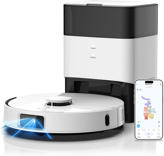 AIRROBO T30+ Robot Vacuum and Mop, Self-Emptying, 6000PA Suction, Proactive Intelligence Avoidance, APP ＆ Voice Control, LiDAR Navigation, Perfect for Pet Hair, Hard Floor,Carpet