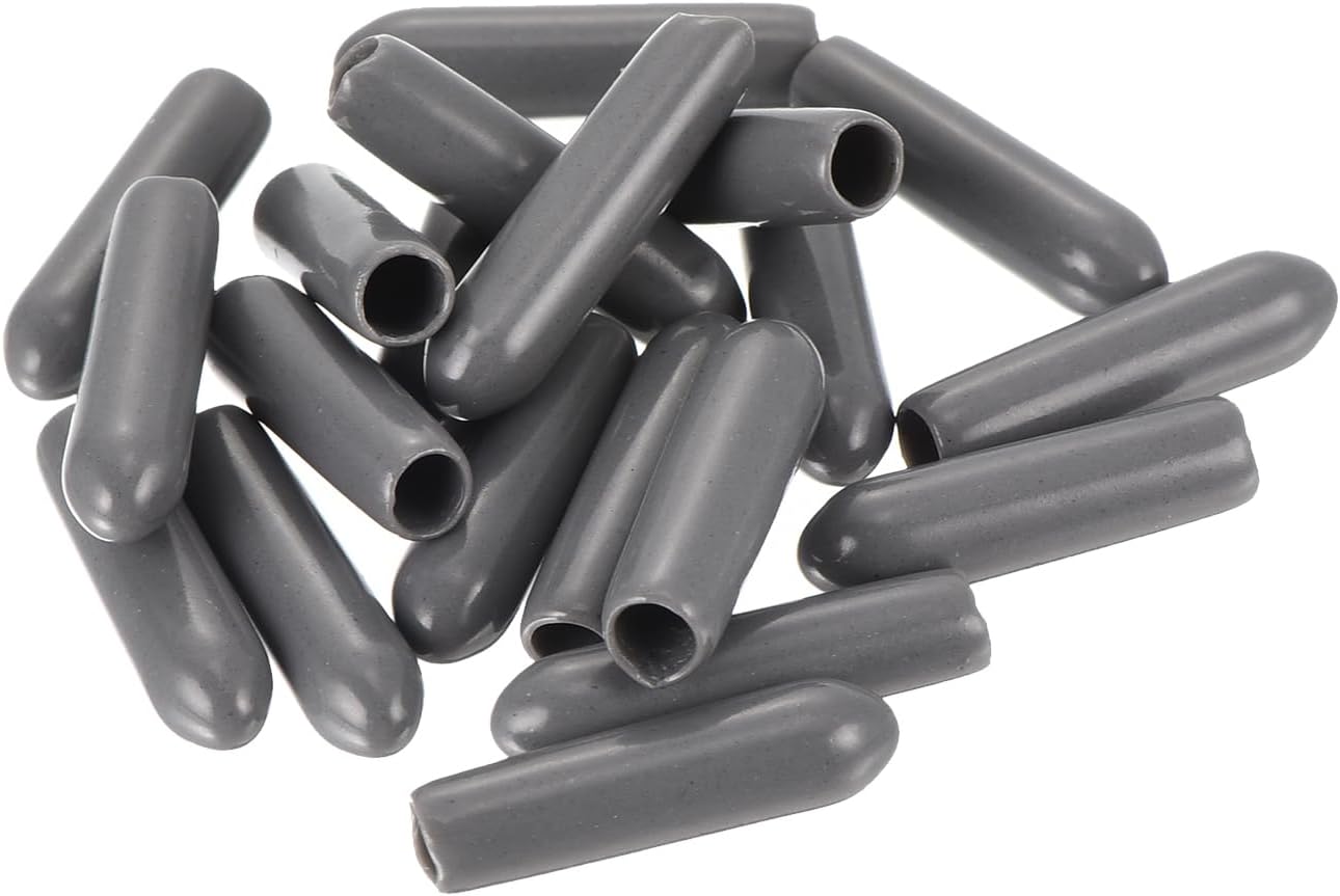 uxcell 20pcs Rubber End Caps 3mm(1/8") ID Vinyl PVC Round Tube Bolt Cap Cover Screw Thread Protectors Dark Grey