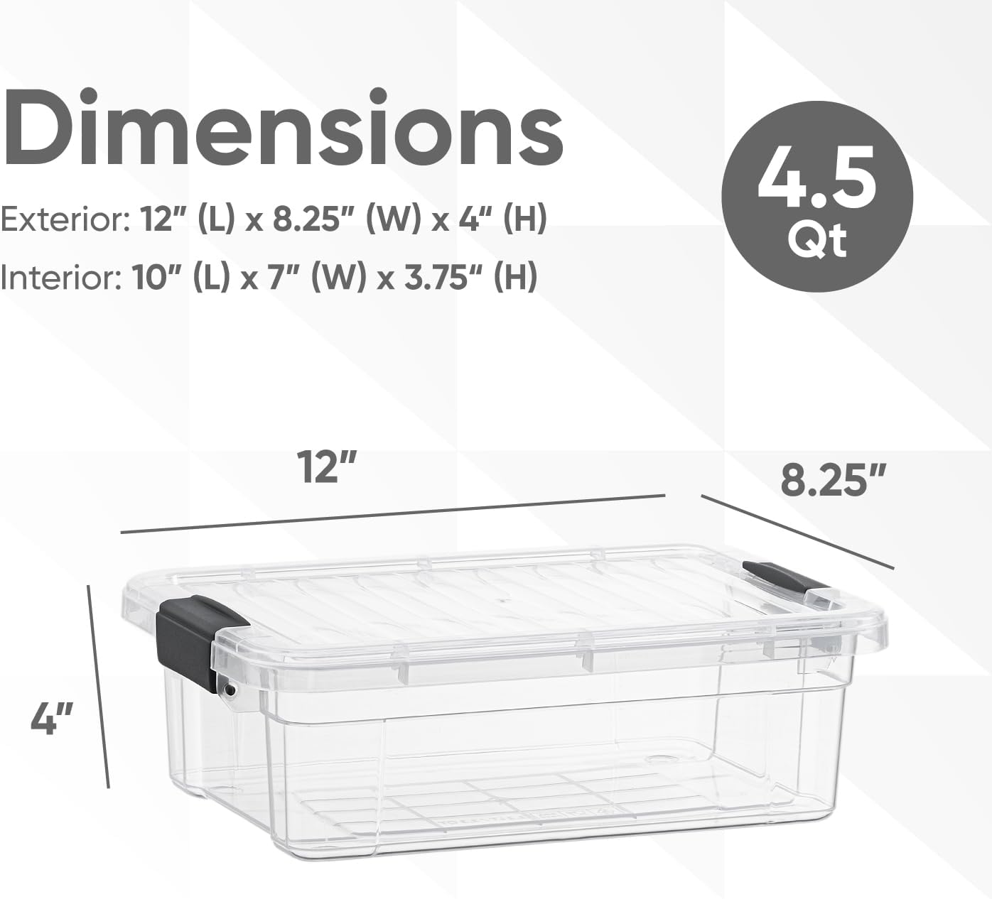 Superio Clear Storage Boxes with Lids, 4.5 Quart Plastic Container Bins for Organizing, Stackable Crates, BPA Free, Non Toxic, Odor Free, Organizers for Home, Office, School, and Dorm, 2 Pack
