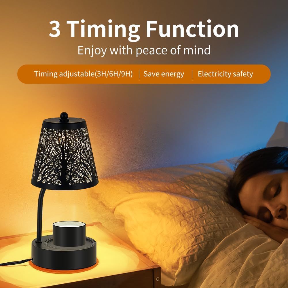 Black Tree ﻿Candle Warmer Lamp, LED Colors Changing Candle Warmer with Timer, Bedroom Living Room Home Decor Wax Melting Warmer for Jar Candles (Black Tree)