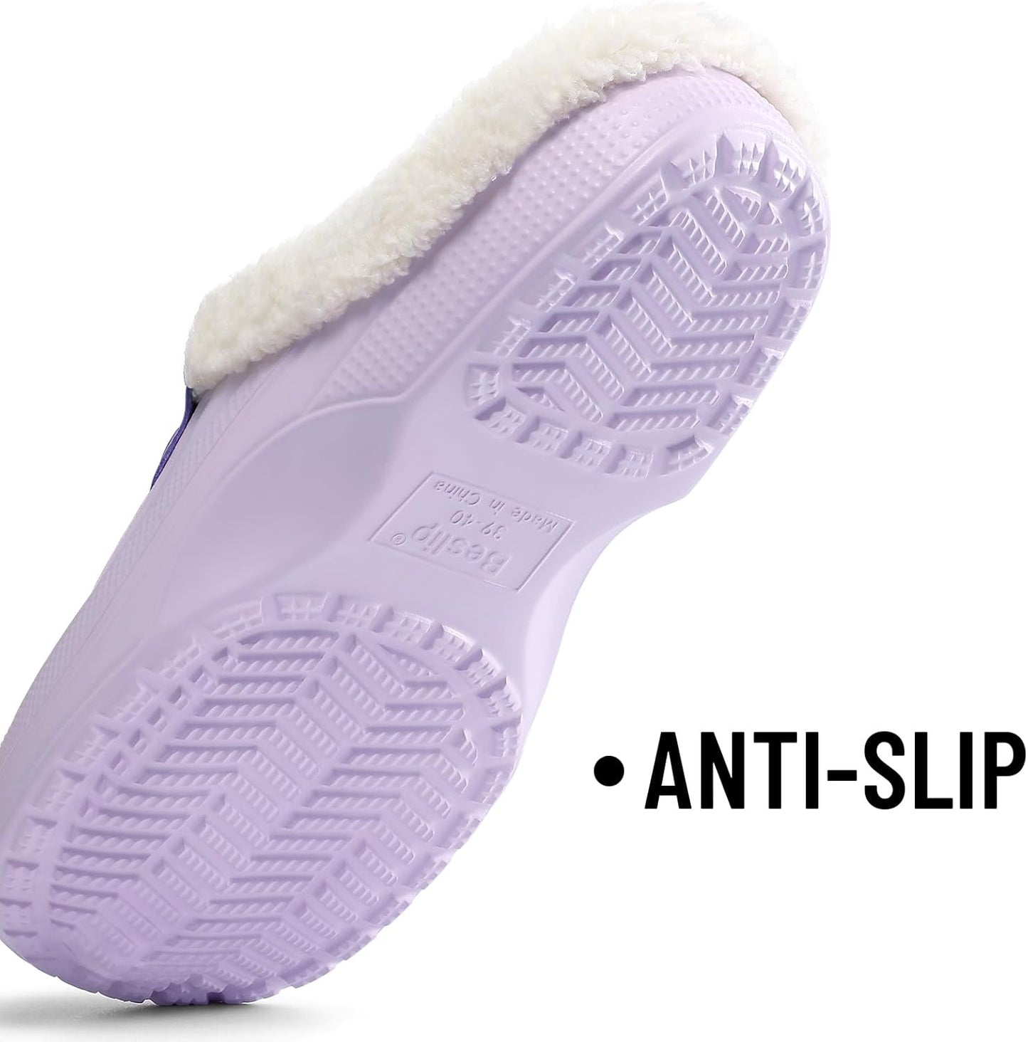 Beslip Classic Fur Lined Clogs Waterproof Winter Fuzzy Slippers for Women Men Indoor and Outdoor