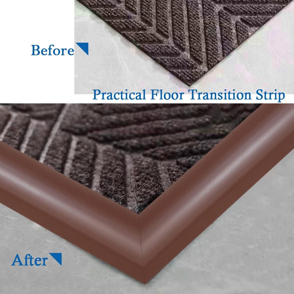 Floor Transition Strip Self Adhesive Carpet & Flooring Transitions Edging Trim Strip PVC Threshold Transitions Suitable for Threshold Height Less Than 5mm (3.3Ft, Black Walnut)