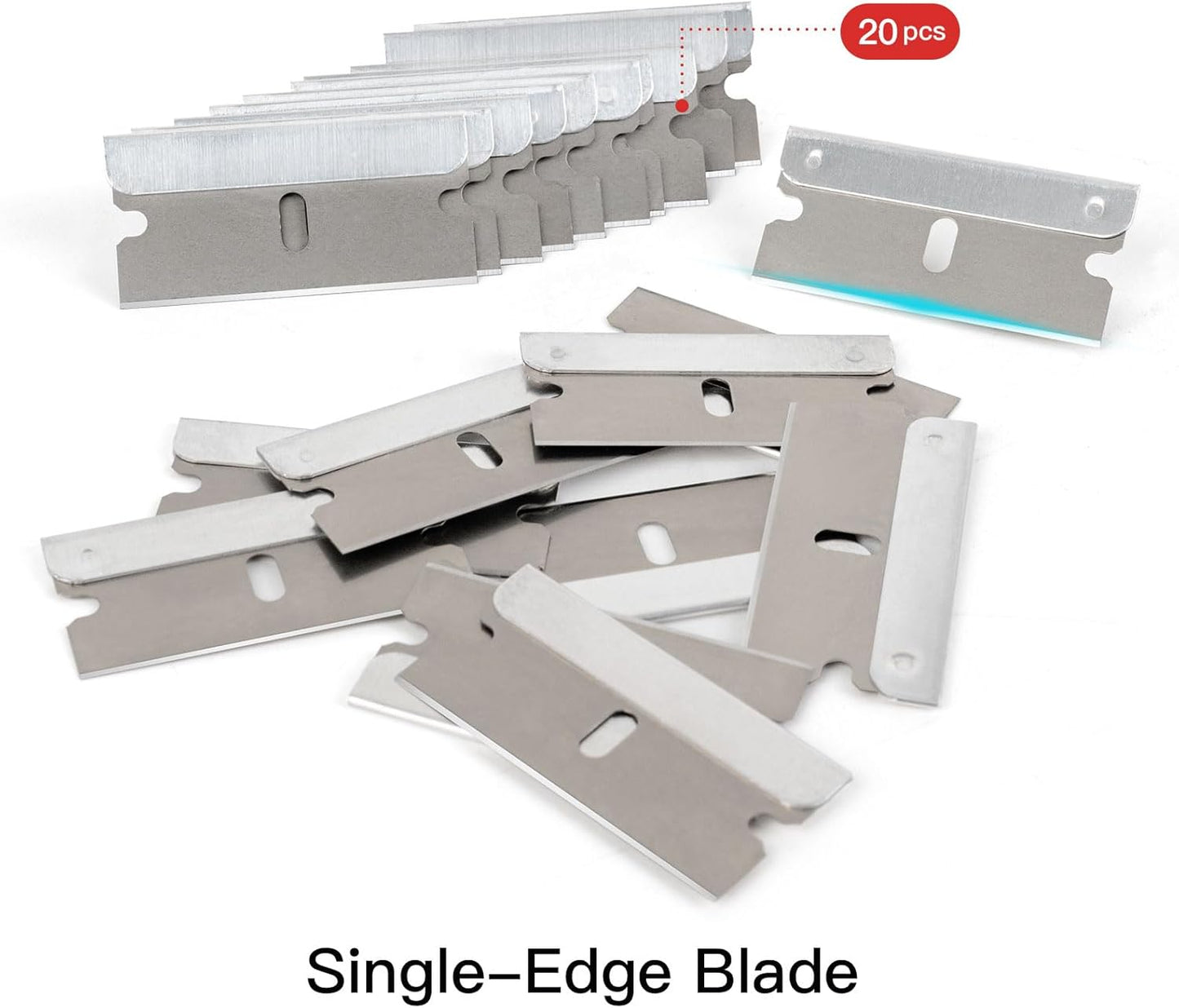 NEWISHTOOL Long Handle Scraper Tool Kit includes 2 Pcs Razor Blade Scraper and 20 PCS 1.5 inch Metal Razor Blades, Long Reach Sturdy Scraper Tool for Glue Residue Label Sticker Removal Oven Cleaning