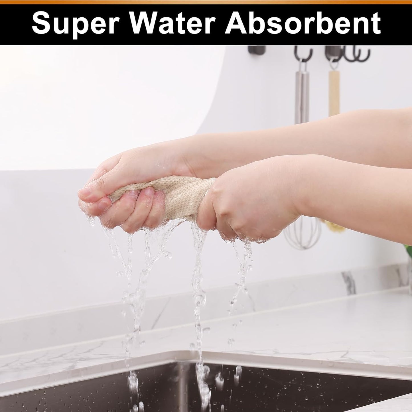 Homaxy 100% Cotton Waffle Weave Dish Cloths - 8 Pack Soft and Absorbent Dish Towels - 12 x 12 Inches Quick Dry Dish Rags - Beige