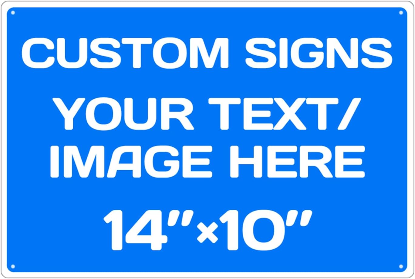 Repaly Personalized signs,Aluminum Weatherproof Metal Sign Multiple Sizes Custom Personalized Text And picture Here,hazard sign,garden sign,custom door sign,Customised business signs Blue 14×10