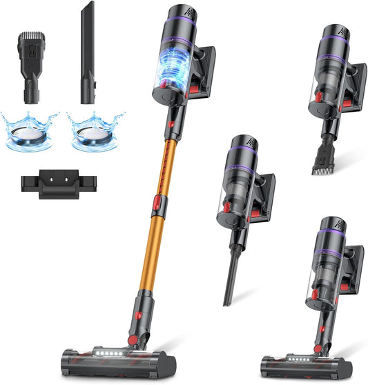 Cordless Vacuum Cleaner, 550W/50Kpa/70Mins Vacuum Cleaners for Home with Smart Auto Mode/LED Touch Display, Self-Standing Cordless Stick Vacuum Rechargeable, Vacuum Cleaner for Pet Hair/Carpet/Floors
