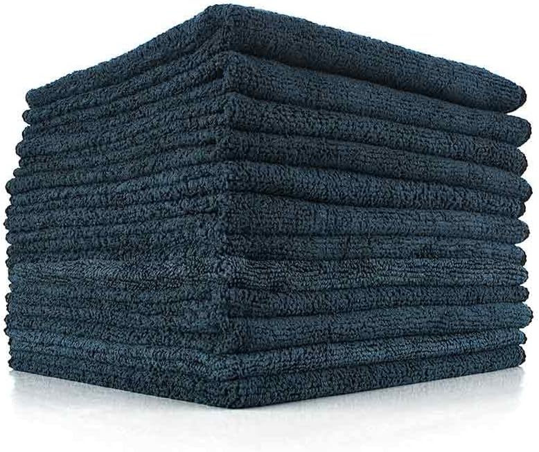 The Rag Company - All-Purpose Microfiber Terry Cleaning Towels - Commercial Grade, Highly Absorbent, Lint-Free, Streak-Free, Kitchens, Bathrooms, Offices, 300gsm, 12in x 12in, Midnight (12-Pack)