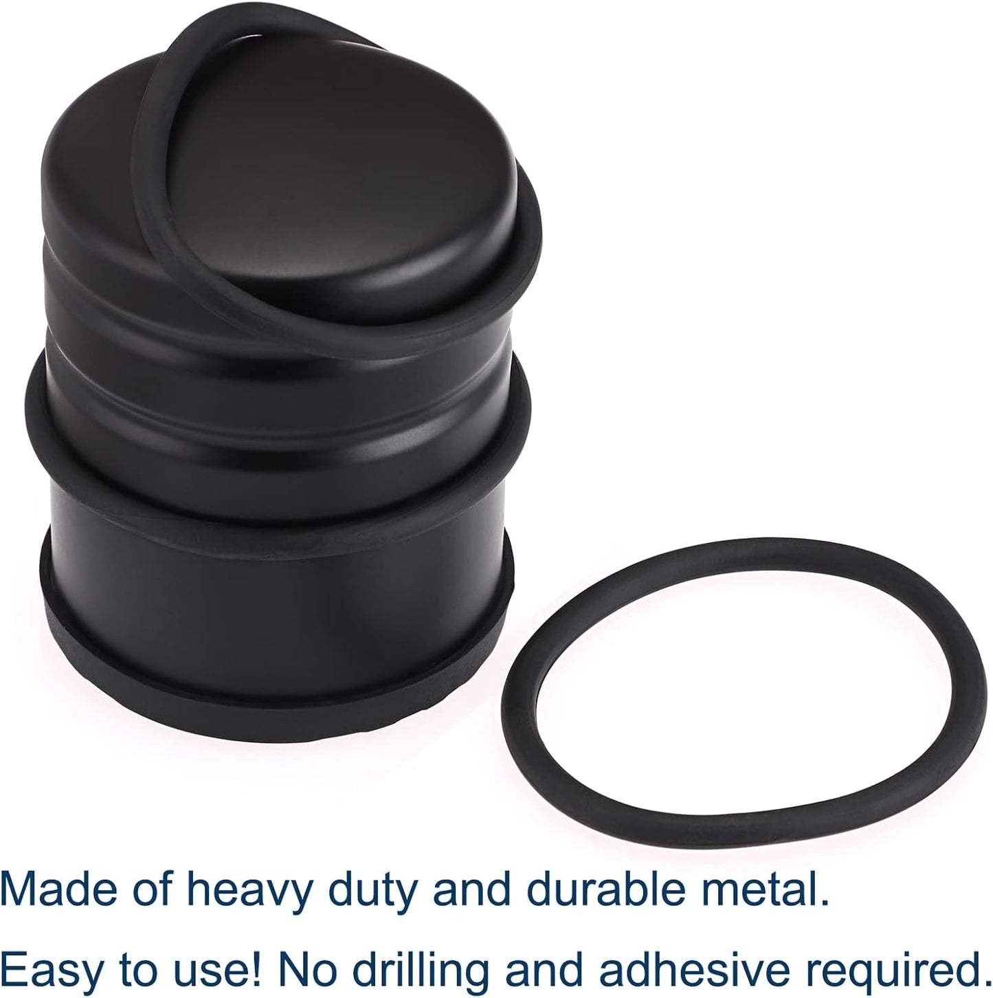 Sumnacon Heavy Duty Floor Door Stopper No Drill - Durability Stainless Steel Door Stop with Anti-Skid Rubber - Contemporary Safety Doorstop for Home Office Commercial Industrial, Black