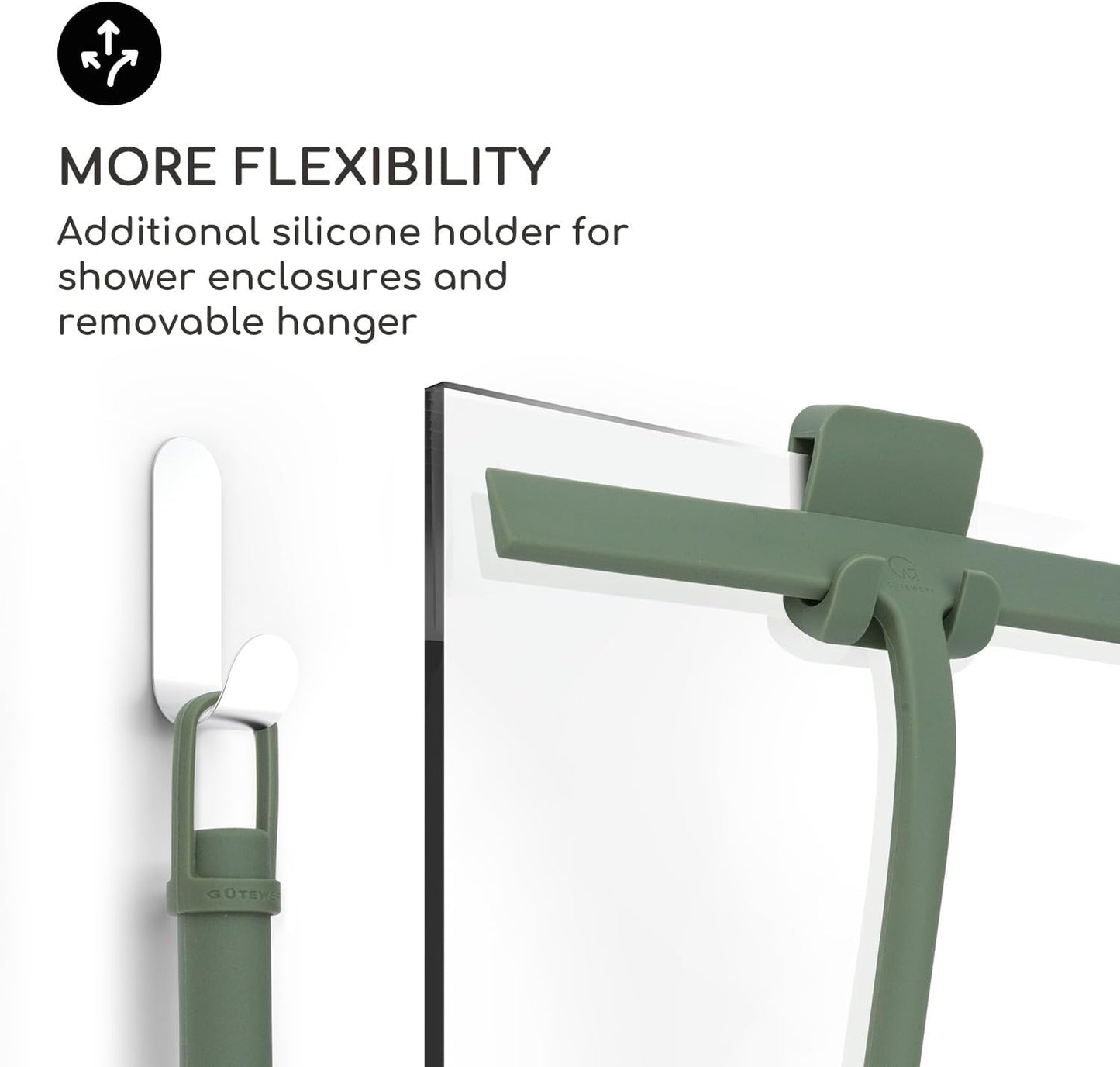 GÜTEWERK Shower Squeegee for Glass Doors, Silicone Window Squeegee, Bathroom and Glass Cleaning - Green - 11 Inch