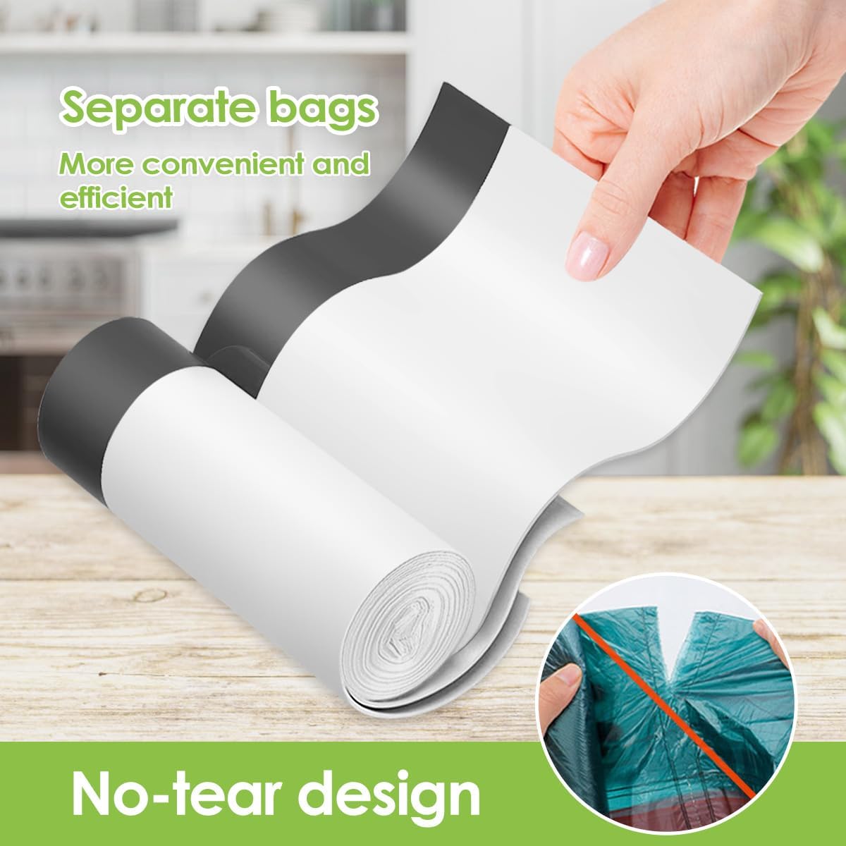 15 Gallon 120 Counts Strong Tall Kitchen Drawstring Trash Bags by Teivio, Medium Plastic Garbage Bags for Home Kitchen Office Garden Tall Trash Can, Waste Bin Liners White