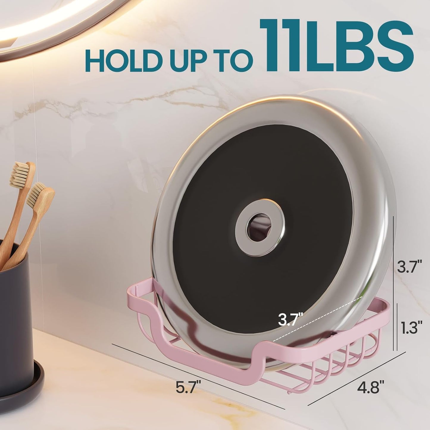 TAILI Soap Holder Bar Dish Suction Cup, Bar Shampoo Rack for Shower Wall, Draining Soap Saver Tray for Bathroom, Rustproof Stainless Steel Sponge Holder for Tub, Kitchen, Drill-Free, Pink