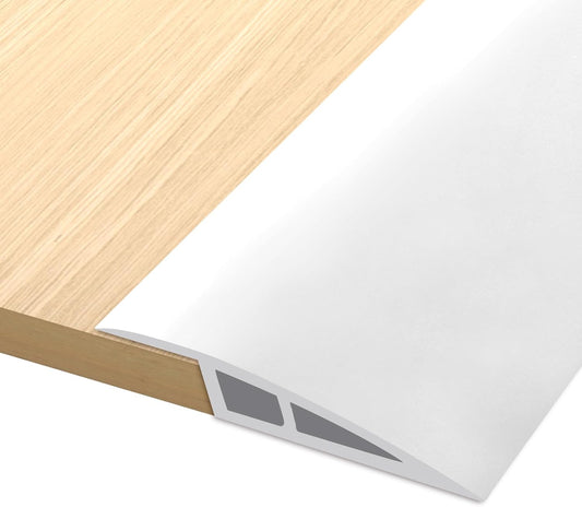 Vinyl Door Threshold Flooring Transition Strip Self Adhesive Carpet Edging Strip for Laminate Doorway Edge Threshold from 1/5" to 2/5" (White, 3.3 Ft)