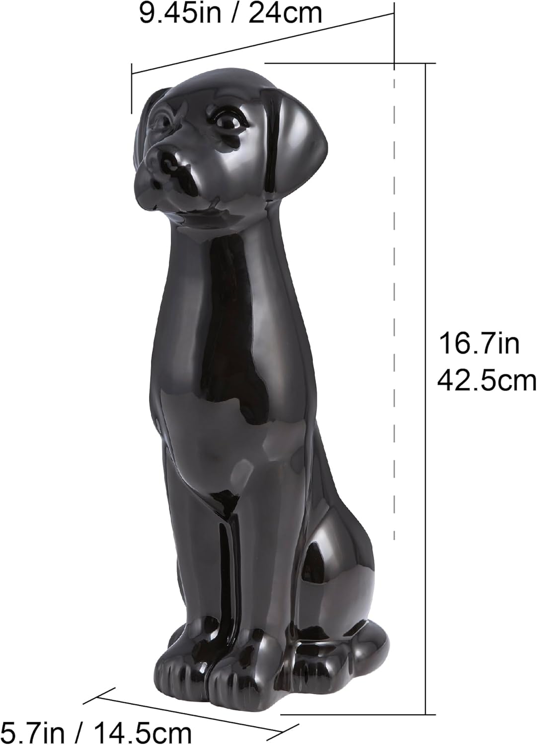 Black Labrador Ceramic Toilet Brush Holder with Plastic Brush Set by Allure Home Creation