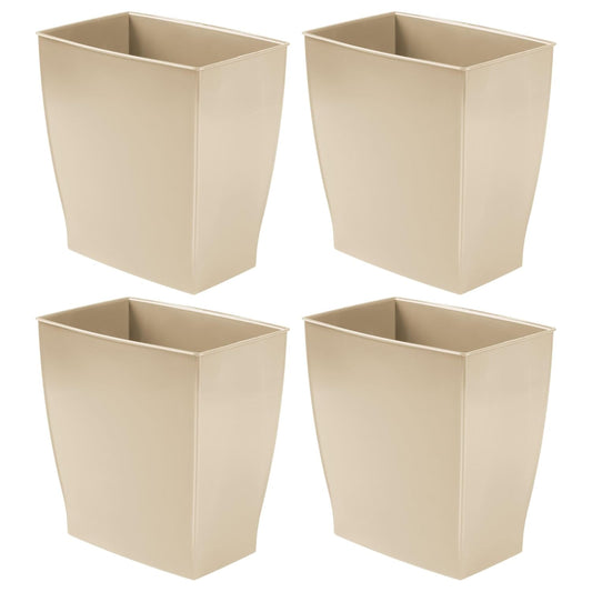 iDesign Small Rectangular Bathroom Trash Set of 4-Taupe Brown Waste Can