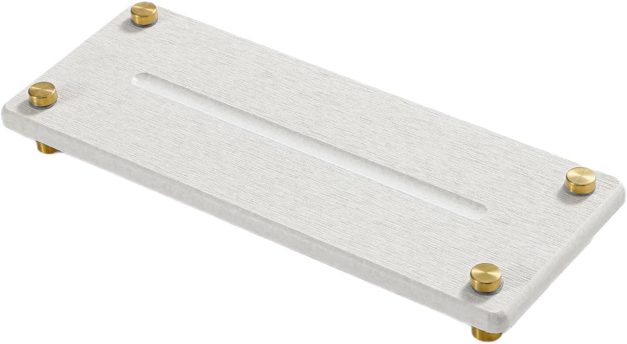 Water Absorbing Stone Sink Caddy Kitchen Sink Organizer Tray, Diatomite Bathroom Counter Tray, Gold Faucet Drying Mat Coaster Soap Dish Rack Riser Dispenser Sponge Holder, Beige 12.5" x 4.5"