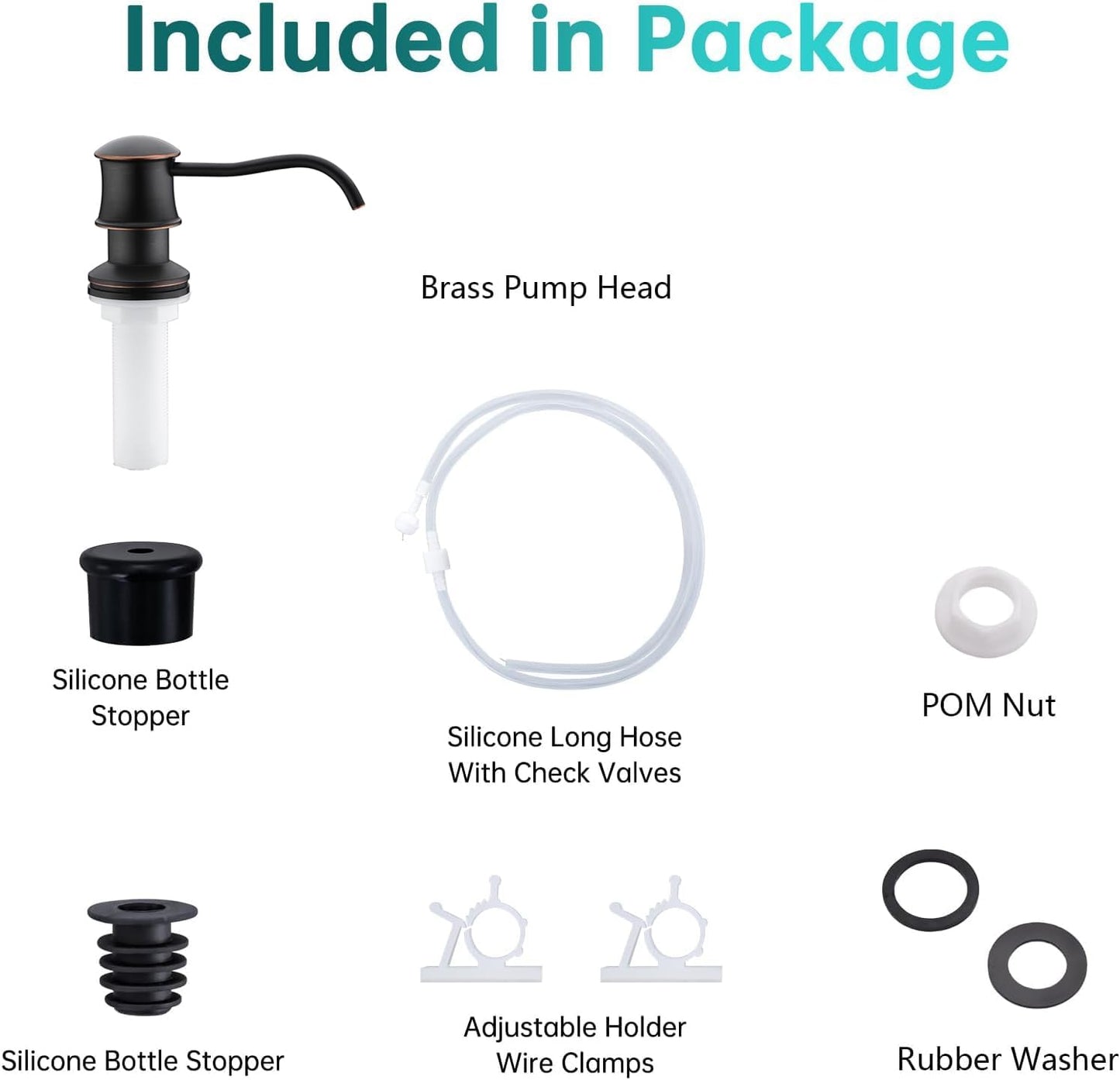 Delle Rosa Soap Dispenser, Liquid Soap Dispensers for Kitchen Sink, Brass Head Kitchen Sink Soap Dispenser Soap,Oil Rubbed Bronze Brass Pump with 47" Extension Tube kit, No Need to Fill