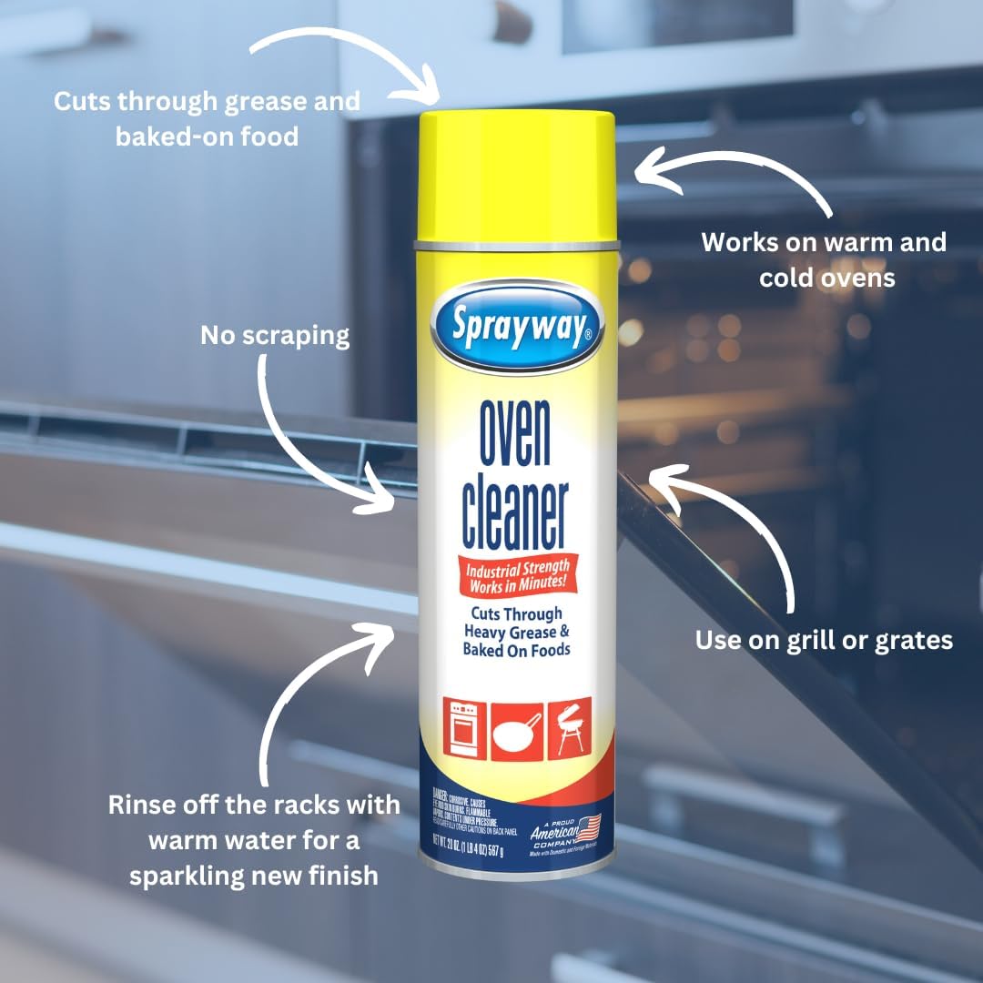 Sprayway Oven Cleaner Aerosol Spray, 20oz, Pack of 6 | Foaming Action, Cuts Through Grease & Baked-On Food | No Scraping, Works on Warm or Cold Ovens, Grills, Grates