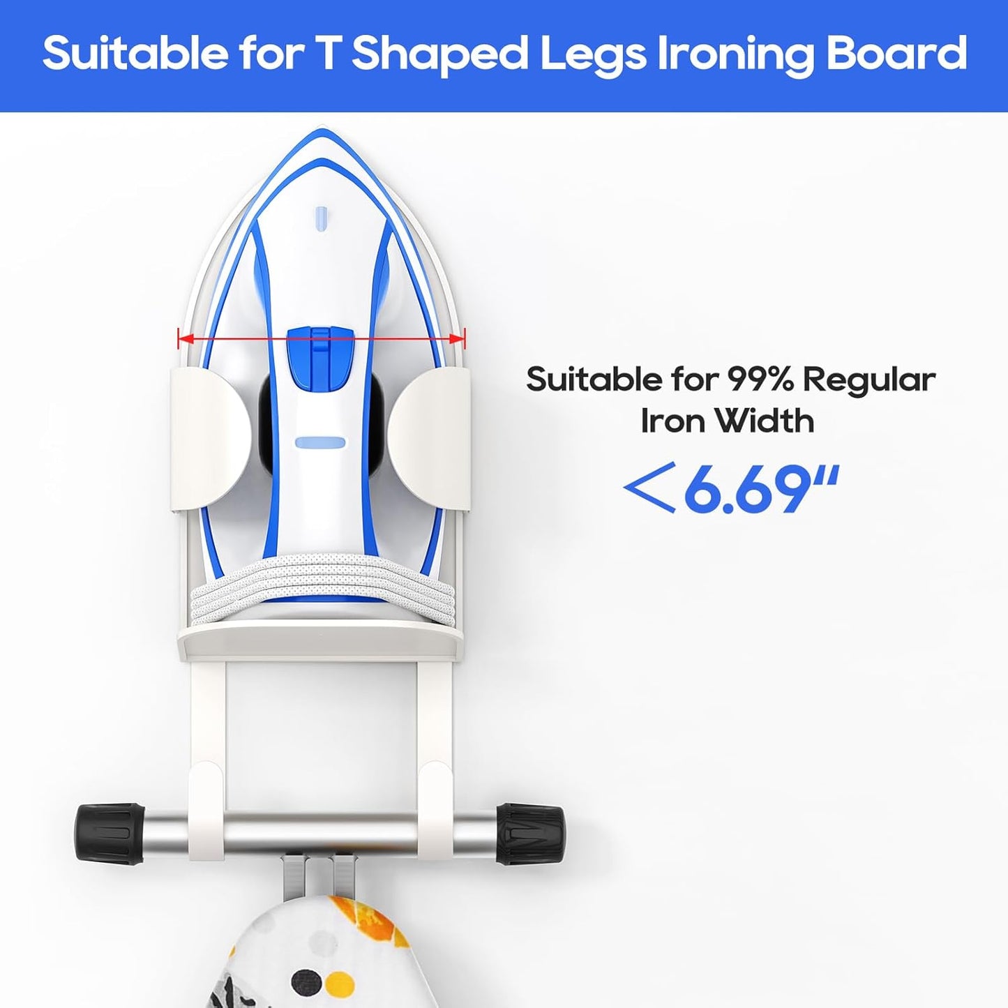 ORLESS Metal Large Ironing Board Holder Wall Mount, Ironing Board Hanger, Iron Board Holder, Iron Board Hook Wall Mount, for Laundry Rooms (White)